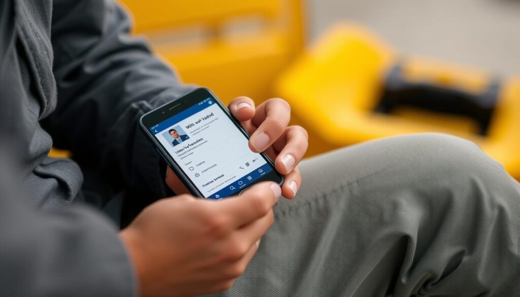Imagem de uma pessoa acessando a Carteira de Trabalho Digital em um smartphone